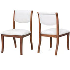 Homy Casa Set di 2 sedie da pranzo imbottite con schienale curvo e struttura in legno, bianche