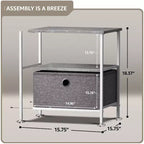 Sorbus Comodino a 1 cassetto con ripiano - Struttura in acciaio, piano in legno e contenitori in tessuto facili da estrarre - Perfetto per casa, camera da letto, ufficio e dormitorio universitario