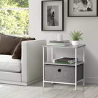 Sorbus Comodino a 1 cassetto con ripiano - Struttura in acciaio, piano in legno e contenitori in tessuto facili da estrarre - Perfetto per casa, camera da letto, ufficio e dormitorio universitario