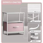 Sorbus Comodino a 1 cassetto con ripiano - Struttura in acciaio, piano in legno e contenitori in tessuto facili da estrarre - Perfetto per casa, camera da letto, ufficio e dormitorio universitario