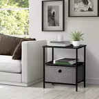 Sorbus Comodino a 1 cassetto con ripiano - Struttura in acciaio, piano in legno e contenitori in tessuto facili da estrarre - Perfetto per casa, camera da letto, ufficio e dormitorio universitario