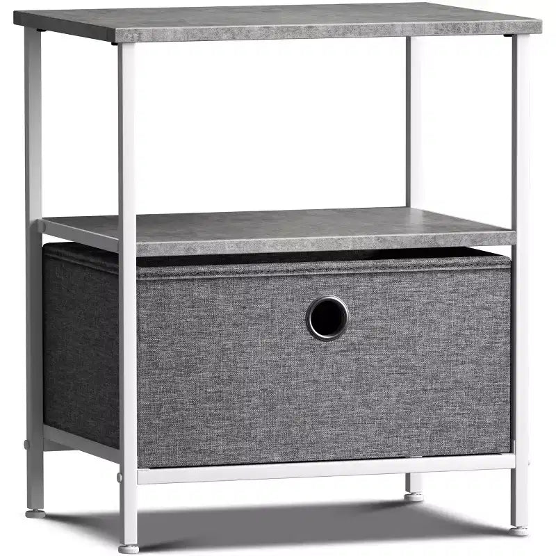 Sorbus Comodino a 1 cassetto con ripiano - Struttura in acciaio, piano in legno e contenitori in tessuto facili da estrarre - Perfetto per casa, camera da letto, ufficio e dormitorio universitario