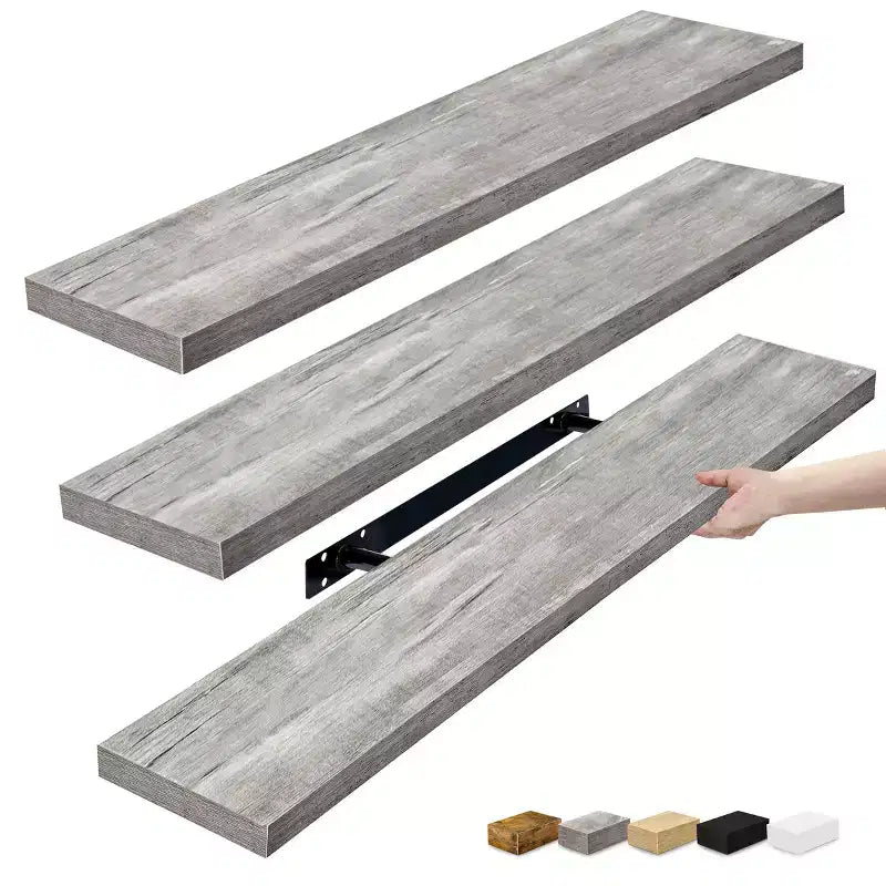 Confezione da 3 (35x9) mensole a muro lunghe Sorbus per camera da letto, arredamento, cucina, soggiorno - per trofei, cornici, libreria