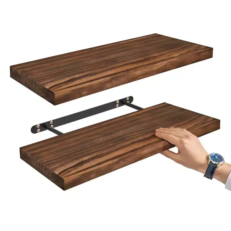 Sorbus, confezione da 2 mensole galleggianti da 24 pollici in legno massiccio - per l'arredamento di bagno, libri, camera da letto e soggiorno
