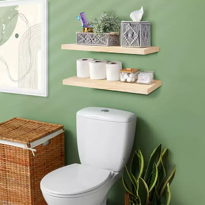 Sorbus, confezione da 2 mensole galleggianti da 24 pollici in legno massiccio - per l'arredamento di bagno, libri, camera da letto e soggiorno