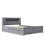Letto a piattaforma Queen Size con letto estraibile, letto a piattaforma in legno con 2 cassetti portaoggetti e luce a LED