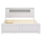 Letto a piattaforma Queen Size con letto estraibile, letto a piattaforma in legno con 2 cassetti portaoggetti e luce a LED