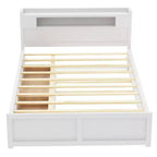Letto a piattaforma Queen Size con letto estraibile, letto a piattaforma in legno con 2 cassetti portaoggetti e luce a LED