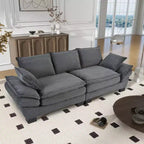 Divano in tessuto a coste curvato moderno Clihome 85.4, divano con schienale imbottito con 2 cuscini decorativi