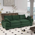 Divano in tessuto a coste curvato moderno Clihome 85.4, divano con schienale imbottito con 2 cuscini decorativi