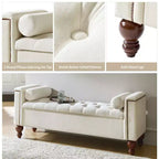 Panca contenitore Antonia con due cuscini circolari e gambe in legno massiccio|ART OF LIVING DESIGNS