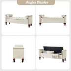 Panca contenitore Antonia con due cuscini circolari e gambe in legno massiccio|ART OF LIVING DESIGNS