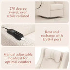 Babyletto Kiwi Deluxe Poltrona reclinabile elettrica e girevole con funzione dondolo, riscaldamento e massaggio