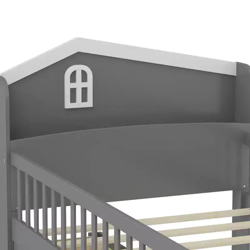 Letto a soppalco basso per ragazzi Twin Size con 4 cassetti contenitori, letto a soppalco in legno con sponde, testiera e scaletta, letto a piattaforma singolo per bambini