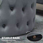 Tavolino rotondo ottomano con rivestimento effetto velluto, design capitonné e seduta imbottita
