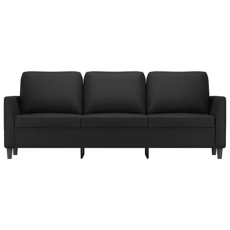 Divano moderno a 3 posti in similpelle 78 pollici – Rivestimento nero antimacchia, design minimalista dalle linee pulite, struttura robusta per soggiorno o salotto