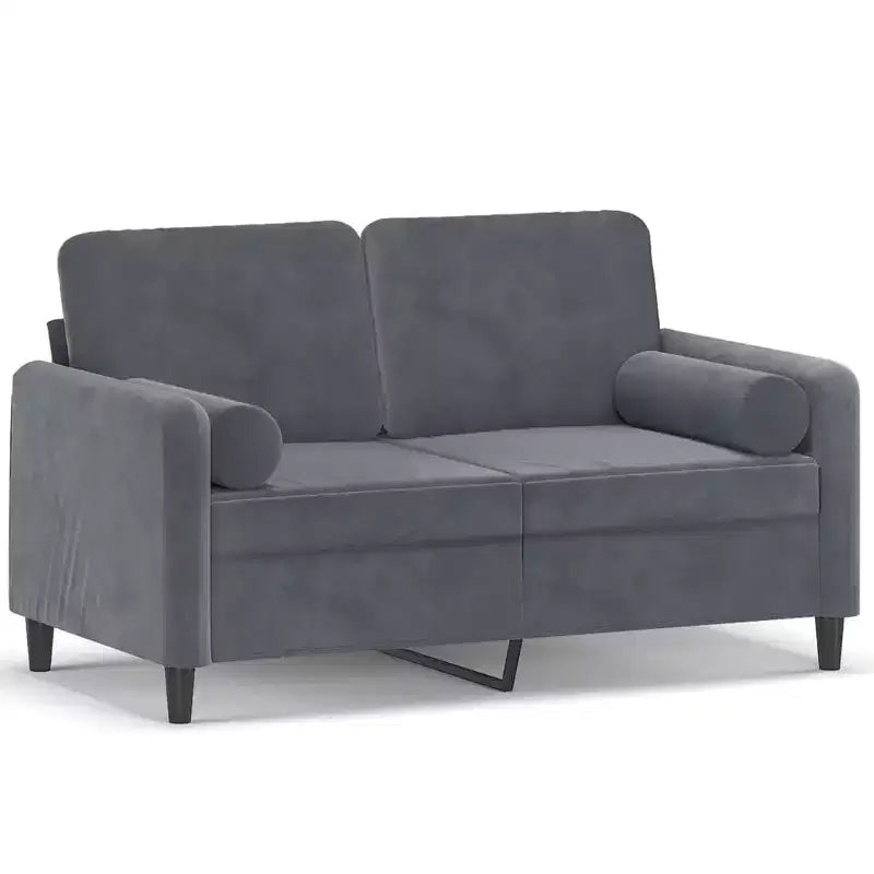 Divano 2 posti Velluto grigio scuro (100% poliestere), metallo, textilene