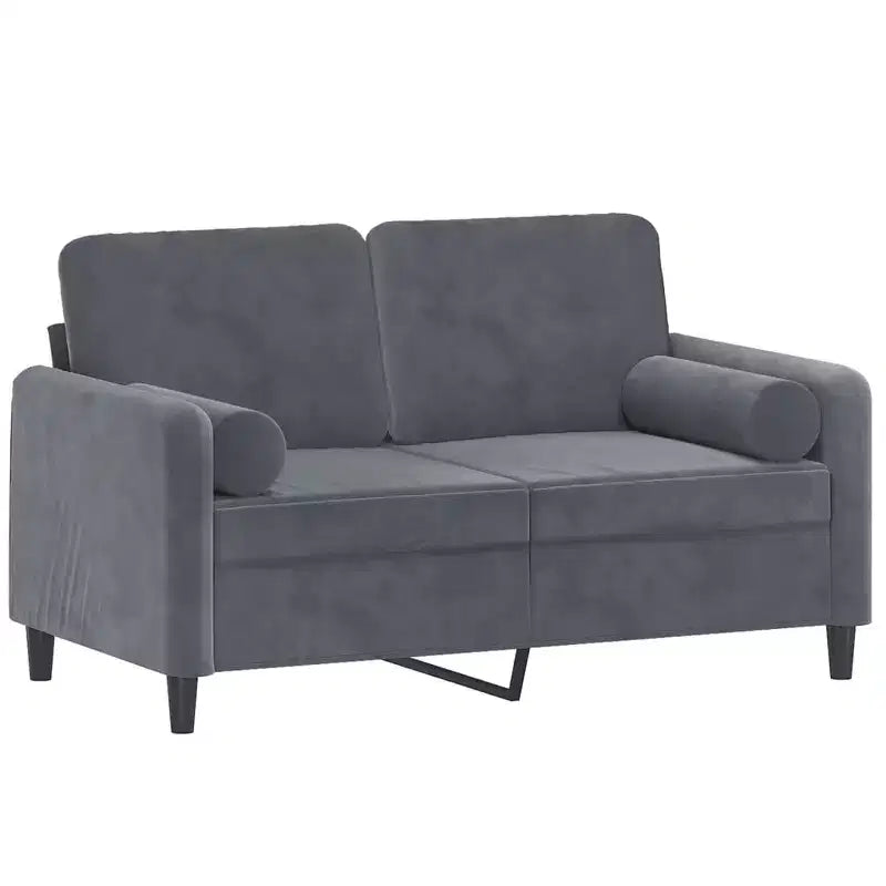 Divano 2 posti Velluto grigio scuro (100% poliestere), metallo, textilene