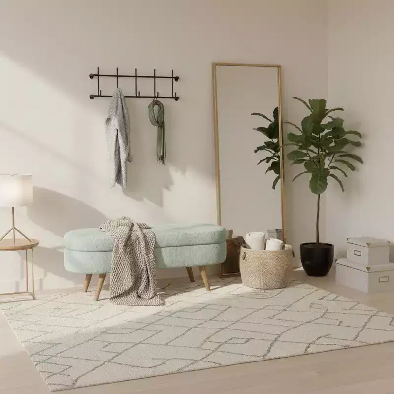 Panca portaoggetti ovale imbottita Homy Casa con coperchio sollevabile, ottomana in tessuto blu con gambe in legno