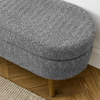 Panca portaoggetti ovale imbottita Homy Casa con coperchio sollevabile, ottomana in tessuto blu con gambe in legno