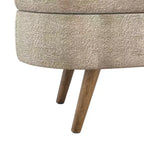 Panca portaoggetti ovale imbottita Homy Casa con coperchio sollevabile, ottomana in tessuto blu con gambe in legno