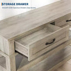 Tavolino da Consolle a 3 Livelli, Tavolo da Ingresso Retrò da 47" con 2 Cassetti Contenitori, Tavolino da Divano Stretto in Legno con Ripiano Aperto per Soggiorno, Ingresso, Corridoio