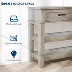Tavolino da Consolle a 3 Livelli, Tavolo da Ingresso Retrò da 47" con 2 Cassetti Contenitori, Tavolino da Divano Stretto in Legno con Ripiano Aperto per Soggiorno, Ingresso, Corridoio