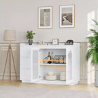 Credenza lunga in composito di legno resistente, design elegante in vetro,