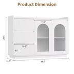 Credenza lunga in composito di legno resistente, design elegante in vetro,