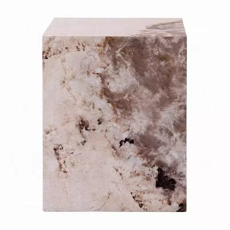 Tavolino Accent Royal Hampton, Quadrato, Finto Marmo Bianco e Marrone, 40 cm