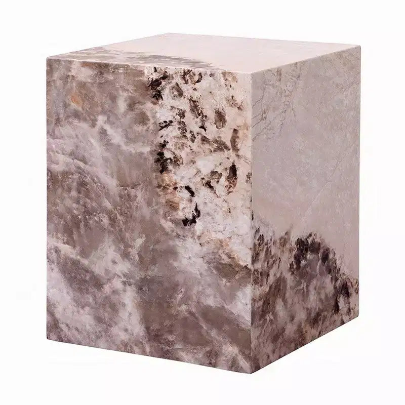 Tavolino Accent Royal Hampton, Quadrato, Finto Marmo Bianco e Marrone, 40 cm
