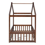 Struttura letto in legno per materasso singolo/una piazza e mezza, lettino a forma di casetta con recinzione per bambini/e, ragazzi/e