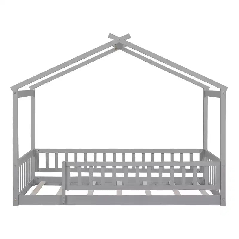 Struttura letto in legno per materasso singolo/una piazza e mezza, lettino a forma di casetta con recinzione per bambini/e, ragazzi/e