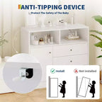 Comò fasciatoio per neonati 3 in 1, cassettiera per cameretta in legno con 3 cassetti e armadietto per vestiti e pannolini