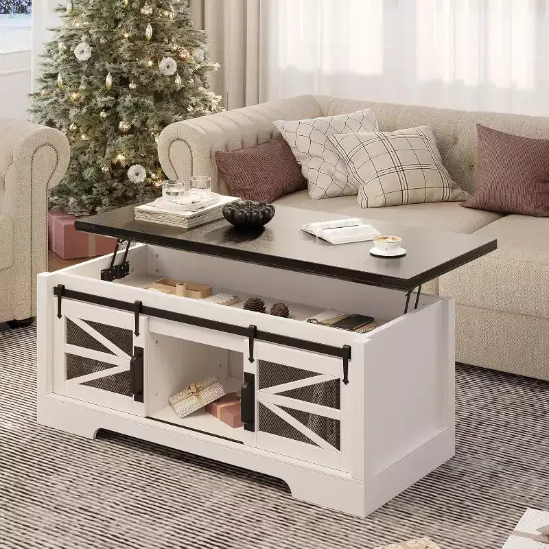 47 Lift Top Coffee Table with Hidden Compartment and Storage Shelf, Multifunction Coffee Table