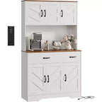 71 Dispensa con Stazione di Ricarica, Mobile Dispensa da Cucina con Cassetti e Piano di Lavoro, Mobile Dispensa da Cucina Stile Rustico