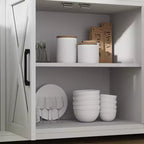 Credenza a 4 ante, mobile contenitore moderno in stile fattoria, credenza grande e moderna in legno in stile fattoria