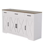 Credenza a 4 ante, mobile contenitore moderno in stile fattoria, credenza grande e moderna in legno in stile fattoria