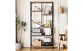 GustoWave 6 Tier Open Bookcase, Rustic Farmhouse Book Shelves,Black Metal Bookshelves, Mid Century Bookcase for Home Office Living Room Bedroom