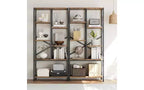 GustoWave Libreria Aperta a 6 Livelli, Scaffali Rustici in Stile Fattoria, Libreria in Metallo Nero, Libreria Mid-Century per Ufficio, Soggiorno, Camera da Letto