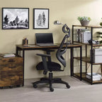 Scrivania a L HomeStock in legno composito colore grigio, altezza 29,25 pollici, con cassetto classificatore