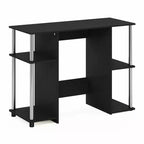 HomeStock Scrivanie da Computer in Legno di Paulownia Marrone H 76 cm con Vetrina Contenitore