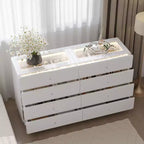 Cassettiera Famapy a 8 cassetti, piano in vetro temperato, 2 cassetti espositivi con 9 scomparti, Led a 3 colori, pomelli in cristallo, mobiletto portaoggetti per camera da letto/cabina armadio