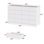 Cassettiera Famapy a 8 cassetti, piano in vetro temperato, 2 cassetti espositivi con 9 scomparti, Led a 3 colori, pomelli in cristallo, mobiletto portaoggetti per camera da letto/cabina armadio