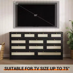 GustoWave Cassettiera in Legno Massello con 12 Cassetti in Rattan, Comò da Fattoria a 61 cassetti per Camera da Letto, Anti-ribaltamento Pesante