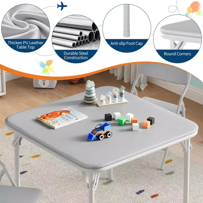 Set di 5 Tavolo e Sedie Pieghevoli per Bambini, Set di Tavolo e Sedie per Attività per Neonati e Bambini per Sala da Pranzo, Asili Nido, Aule