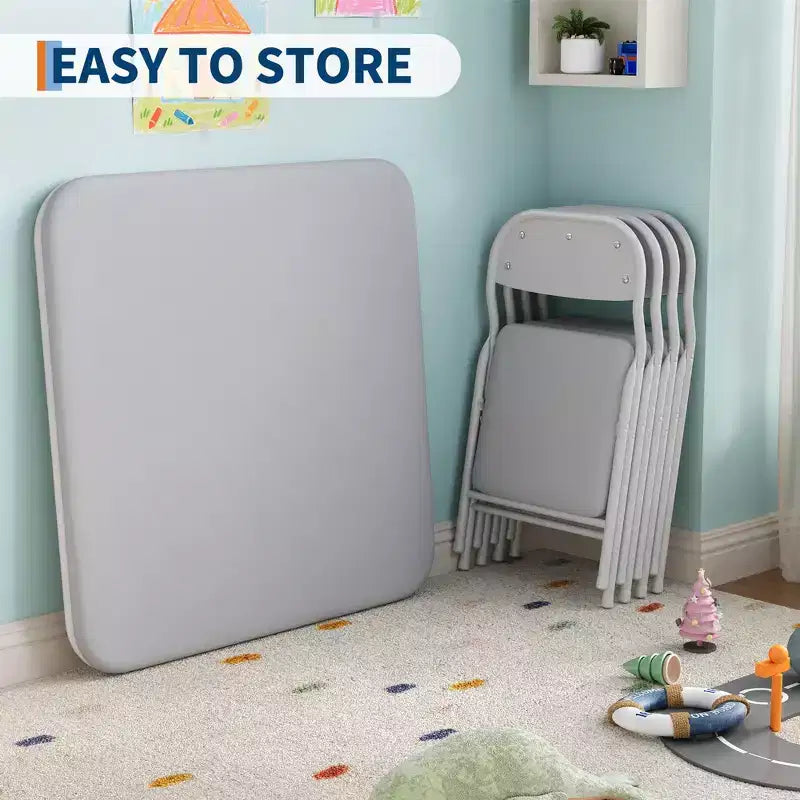 Set di 5 Tavolo e Sedie Pieghevoli per Bambini, Set di Tavolo e Sedie per Attività per Neonati e Bambini per Sala da Pranzo, Asili Nido, Aule
