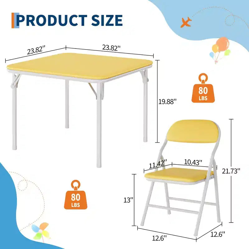 Set di 5 Tavolo e Sedie Pieghevoli per Bambini, Set di Tavolo e Sedie per Attività per Neonati e Bambini per Sala da Pranzo, Asili Nido, Aule