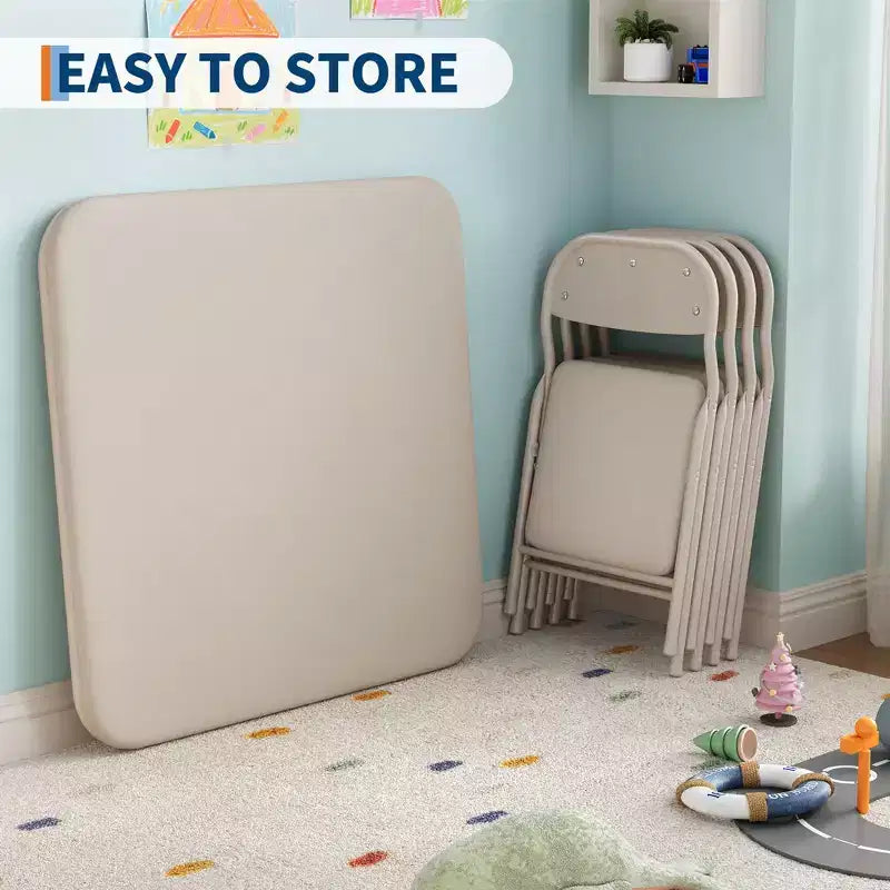 Set di 5 Tavolo e Sedie Pieghevoli per Bambini, Set di Tavolo e Sedie per Attività per Neonati e Bambini per Sala da Pranzo, Asili Nido, Aule