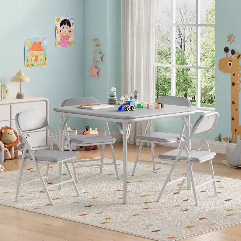 Set di 5 Tavolo e Sedie Pieghevoli per Bambini, Set di Tavolo e Sedie per Attività per Neonati e Bambini per Sala da Pranzo, Asili Nido, Aule